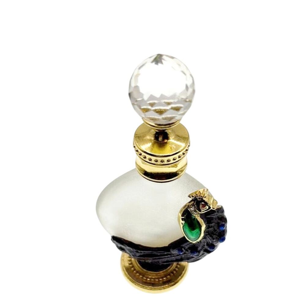 Purple Peacock Decorated Glass Perfume Bottle 4 Inches